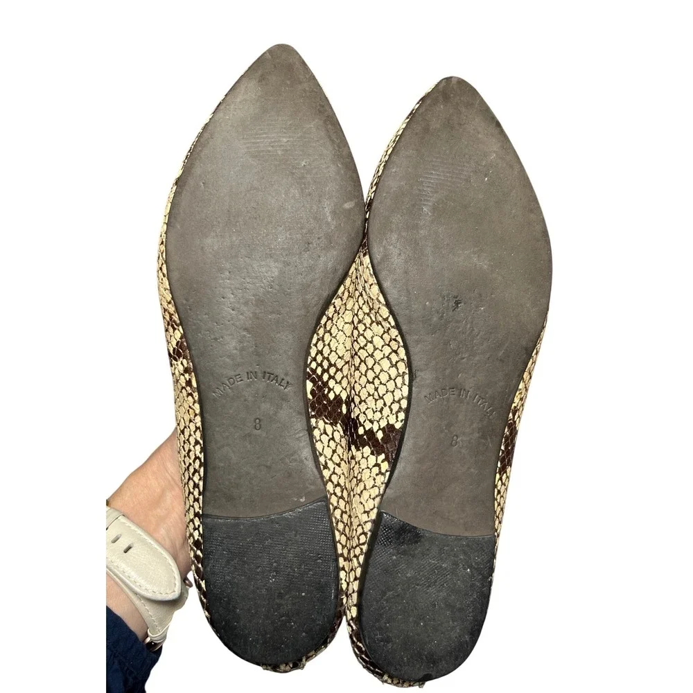 Italian Snakeskin Pointed Toe Loafers Leather Flats Mercanti Fiorentini 8